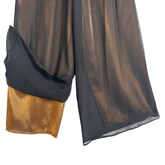 Vintage Rickie Freeman TJ Nites Silk Bronze Lined Palazzo Pants‎ Wide Leg 10 - Picture 3 of 15